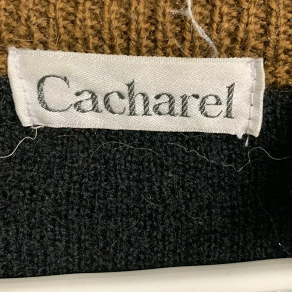 Vintage Cacharel Mens 100% wool crew neck sweater w argyle patterns - Picture 5 of 9